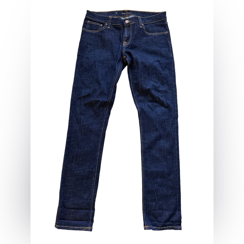 Nudie Jeans Long John Mens 31x32 Organic Blue Denim Jeans - Twill Rinsed